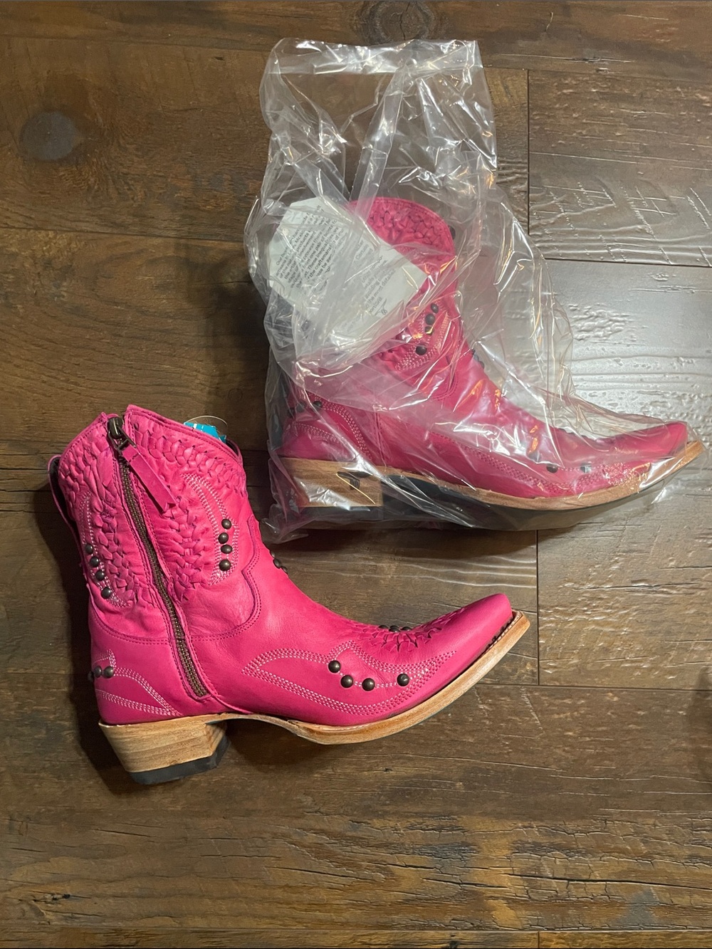 Women's Pink Western Ankle Boots - Stylish Studded Cowgirl Boots